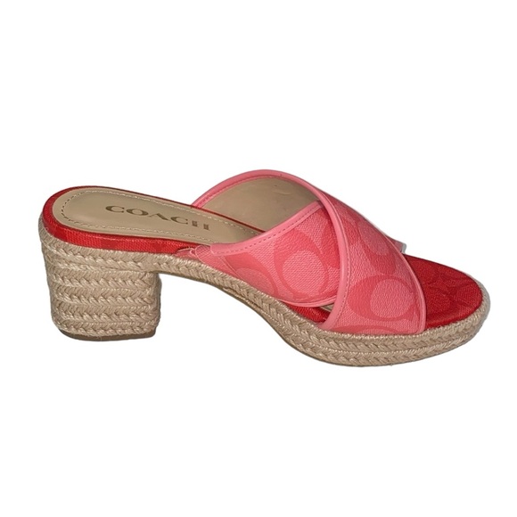 Coach Pink/Red Espadrille Sandals, Size 6 - Picture 7 of 17